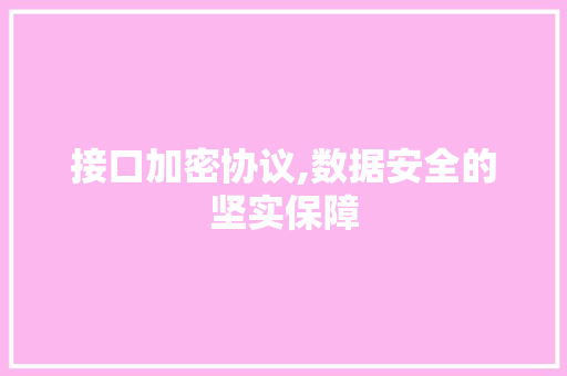 接口加密协议,数据安全的坚实保障 友链在线