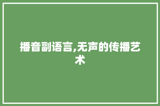 播音副语言,无声的传播艺术