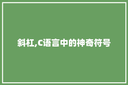 斜杠,C语言中的神奇符号