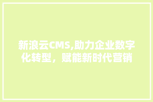 新浪云CMS,助力企业数字化转型，赋能新时代营销