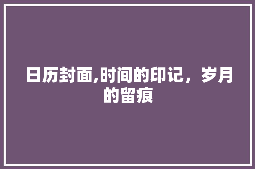 日历封面,时间的印记，岁月的留痕