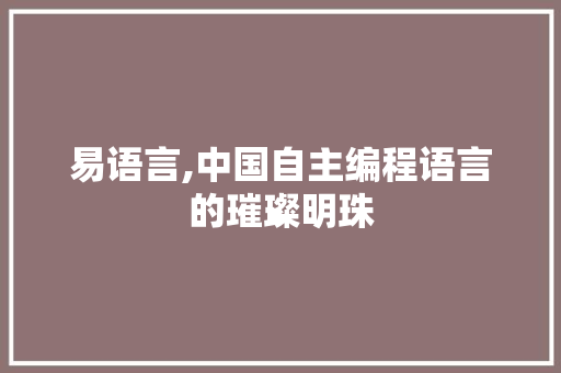 易语言,中国自主编程语言的璀璨明珠