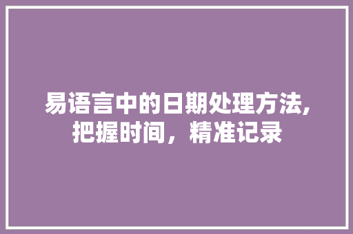 易语言中的日期处理方法,把握时间，精准记录