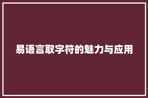 易语言取字符的魅力与应用
