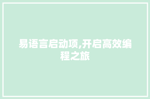 易语言启动项,开启高效编程之旅 Web前端