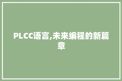 PLCC语言,未来编程的新篇章