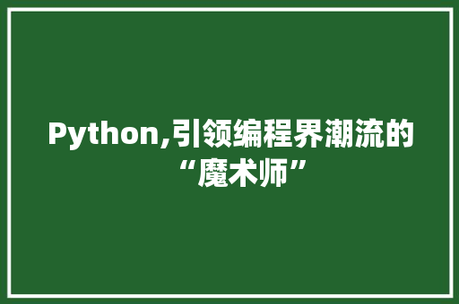 Python,引领编程界潮流的“魔术师” Web前端