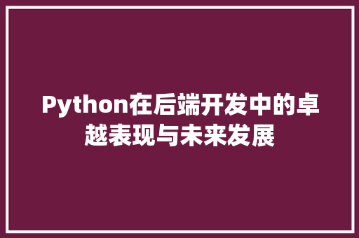 Python在后端开发中的卓越表现与未来发展
