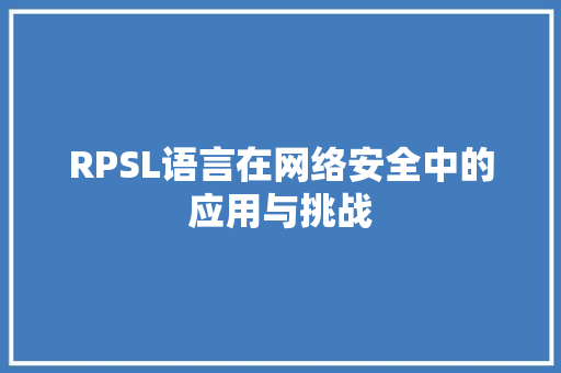 RPSL语言在网络安全中的应用与挑战