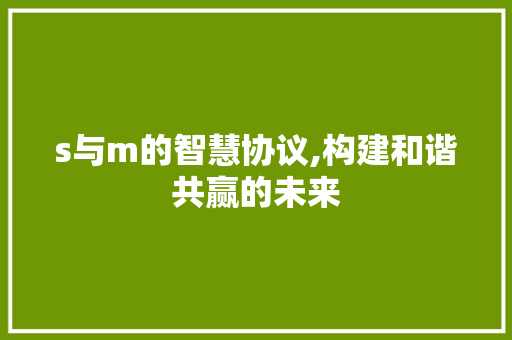 s与m的智慧协议,构建和谐共赢的未来