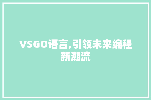VSGO语言,引领未来编程新潮流