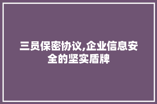 三员保密协议,企业信息安全的坚实盾牌