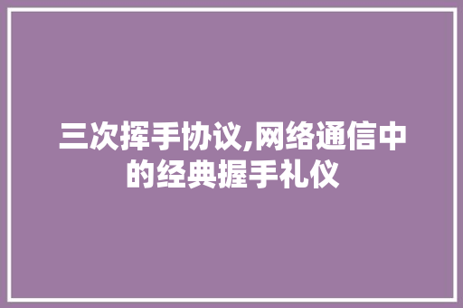三次挥手协议,网络通信中的经典握手礼仪