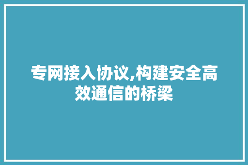 专网接入协议,构建安全高效通信的桥梁