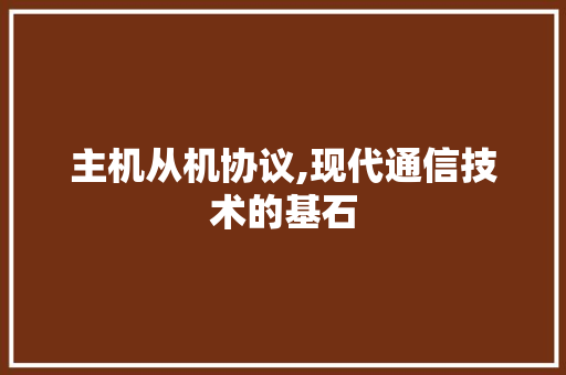 主机从机协议,现代通信技术的基石