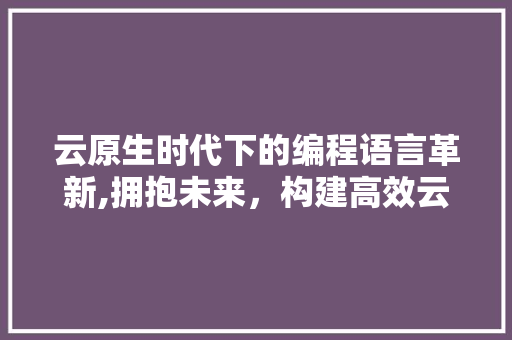 云原生时代下的编程语言革新,拥抱未来，构建高效云应用