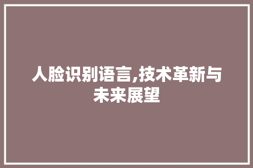 人脸识别语言,技术革新与未来展望