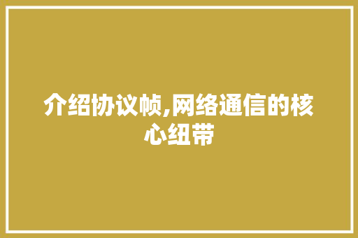 介绍协议帧,网络通信的核心纽带