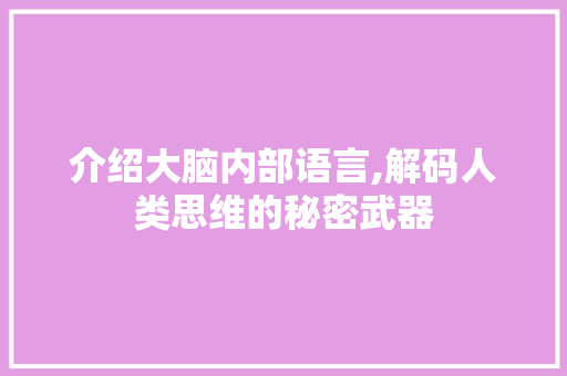 介绍大脑内部语言,解码人类思维的秘密武器 Web前端