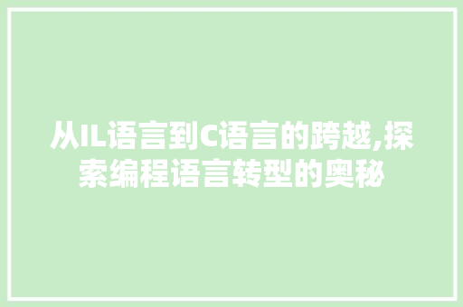 从IL语言到C语言的跨越,探索编程语言转型的奥秘 SEO教程