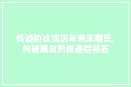 传输协议演进与未来展望,构建高效网络通信基石 传输协议演进与未来展望,构建高效网络通信基石