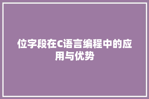 位字段在C语言编程中的应用与优势 位字段在C语言编程中的应用与优势