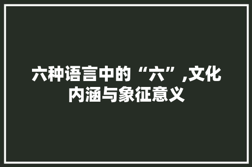 六种语言中的“六”,文化内涵与象征意义