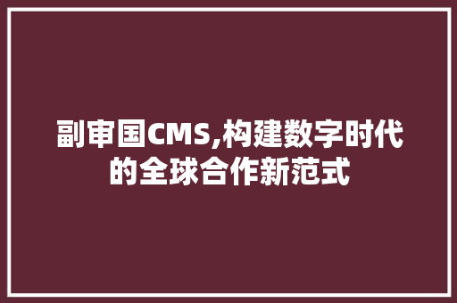 副审国CMS,构建数字时代的全球合作新范式