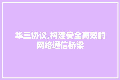 华三协议,构建安全高效的网络通信桥梁