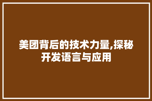 美团背后的技术力量,探秘开发语言与应用