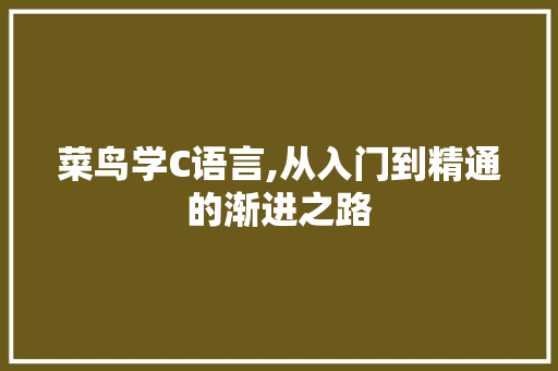 菜鸟学C语言,从入门到精通的渐进之路 Web前端