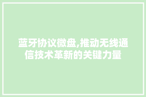 蓝牙协议微盘,推动无线通信技术革新的关键力量 建站教程