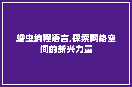 蠕虫编程语言,探索网络空间的新兴力量