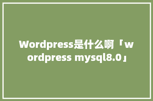 Wordpress是什么啊「wordpress mysql8.0」 Web前端