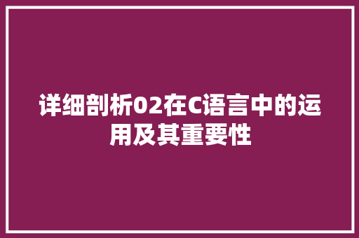 详细剖析02在C语言中的运用及其重要性
