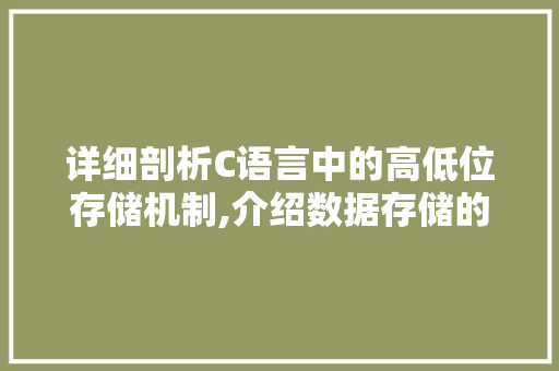 详细剖析C语言中的高低位存储机制,介绍数据存储的奥秘