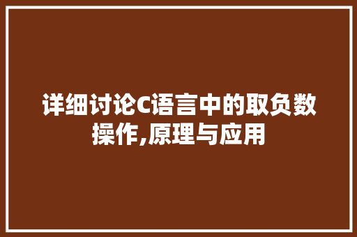 详细讨论C语言中的取负数操作,原理与应用