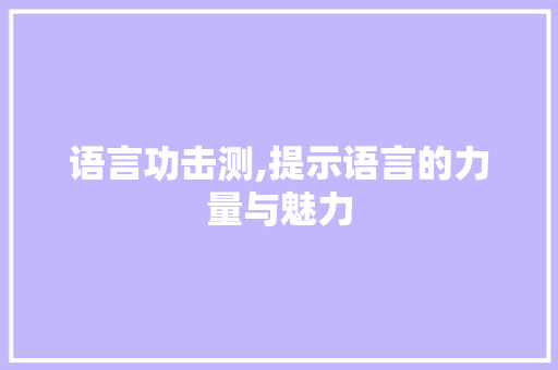 语言功击测,提示语言的力量与魅力