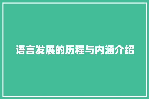 语言发展的历程与内涵介绍