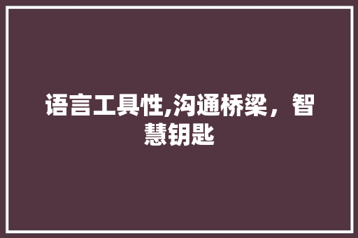 语言工具性,沟通桥梁，智慧钥匙 友链在线