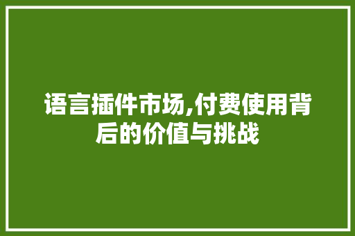 语言插件市场,付费使用背后的价值与挑战