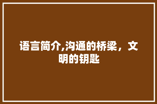 语言简介,沟通的桥梁，文明的钥匙 友链在线