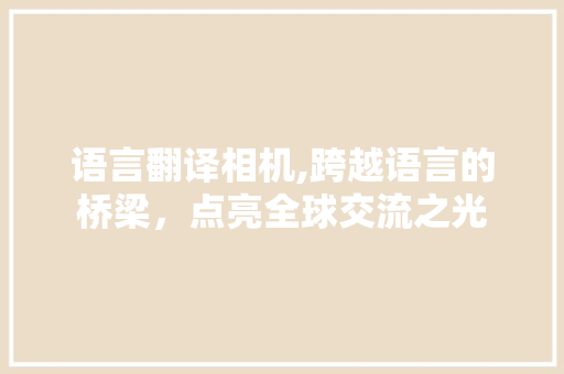 语言翻译相机,跨越语言的桥梁，点亮全球交流之光
