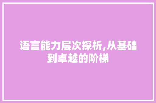 语言能力层次探析,从基础到卓越的阶梯 建站教程