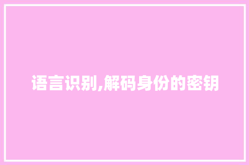 语言识别,解码身份的密钥 服务器/数据库