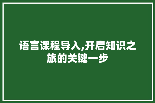 语言课程导入,开启知识之旅的关键一步 建站教程