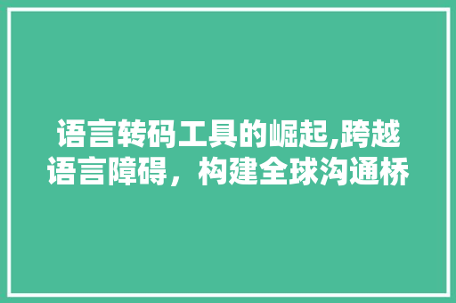 语言转码工具的崛起,跨越语言障碍，构建全球沟通桥梁