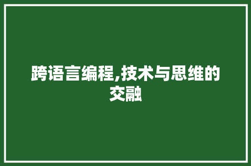 跨语言编程,技术与思维的交融 Web前端