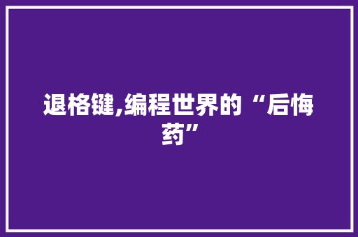 退格键,编程世界的“后悔药” 友链在线