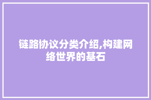 链路协议分类介绍,构建网络世界的基石